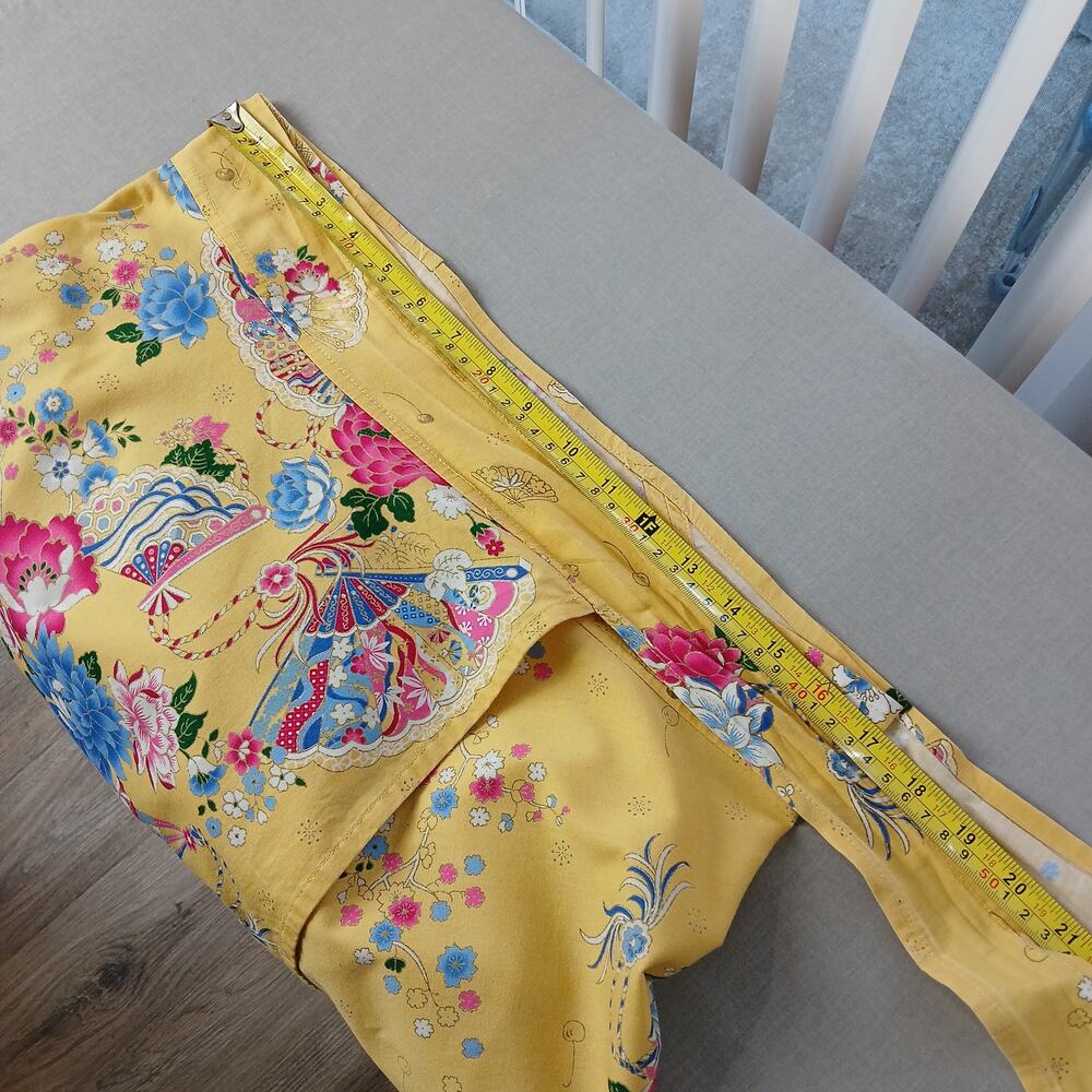Yellow Floral Maxi Wrap Skirt Plus size OSFM cotton A-line circle Thailand - Picture 12 of 14